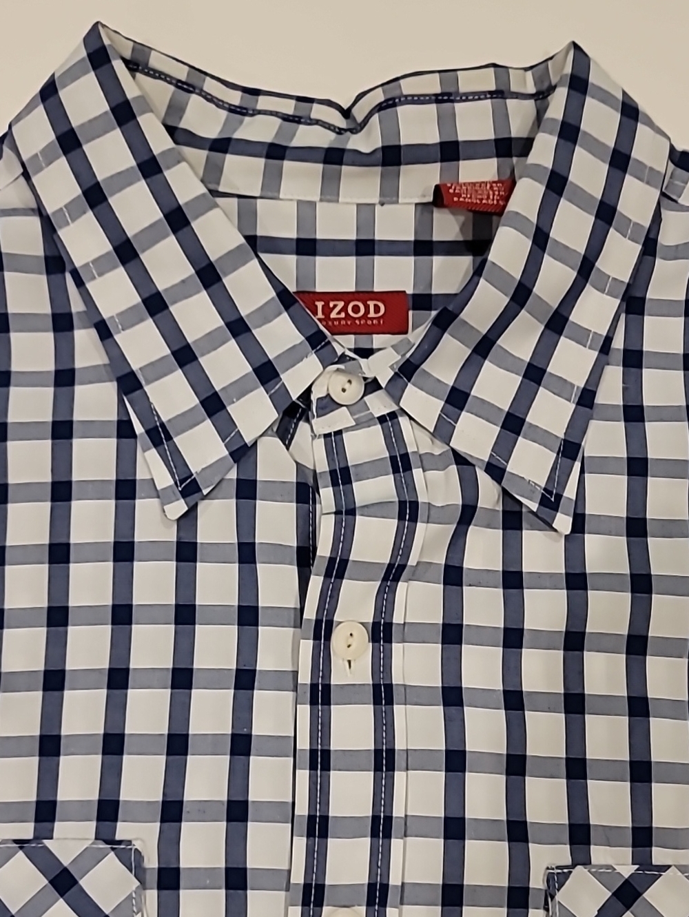 Izod Navy White Long Sleeve Camp Shirt XXL - Picture 4 of 12